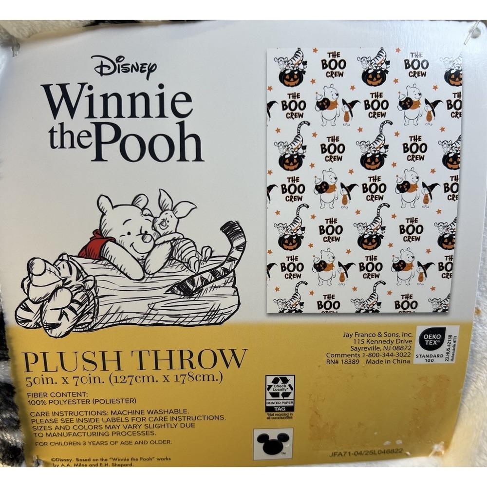 Disney Winnie the Pooh Plush Halloween Boo Crew Throw Blanket 50 X 70 NWT 🎃🎃 - Picture 6 of 7